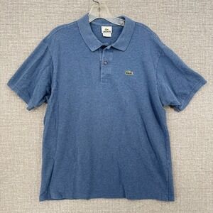 Lacoste Sz XL 6 Classic Blue Polo Shirt Cotton Pique Short Sleeve Preppy